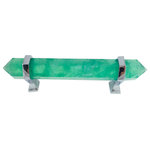 Stephen D. Evans - Green Fluorite Cabinet Knob 6" Closet Knob , Chrome - This luxury closet pull features a genuine green fluorite stone wrapped in solid brass hardware in the finish of your choice: brass, satin nickel or chrome. 6 inches long, 3 inches from hole to hole, 1.75 inch projection.