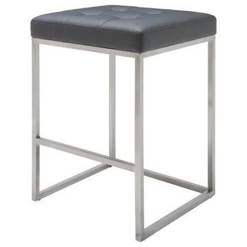 Nuevo Chi 25.75" Faux Leather Counter Stool in Gray