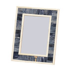 "Mendocino" 5" x 7" Carved Bone Picture Frame, Blue