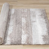 Soft Collection Cream Brown Gray Distressed Stripes Area Rug, 7'10"x10'10"