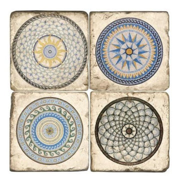 Blue Circles Marble Coaster Set