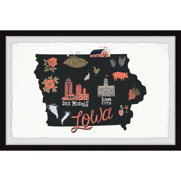 "Iowa Attractions" Framed Painting Print, 18x12