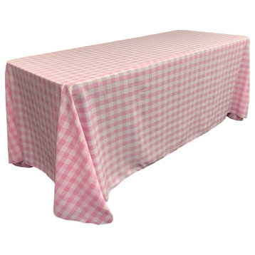LA Linen Rectangular Gingham Checkered Tablecloth, Pink, 90"x156"