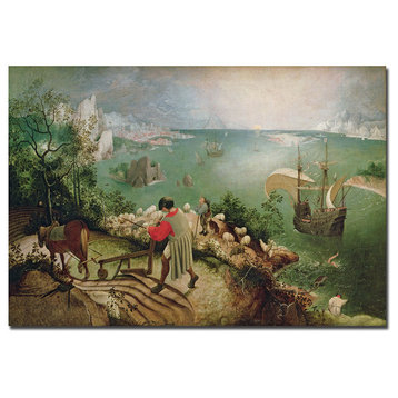 'Landscape with Fall of Icarus, 1555' Canvas Art by Pieter Bruegel