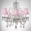 Crystal Chandelier With Pink Crystal and Shades