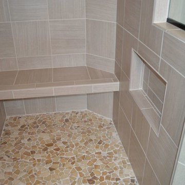 Bathroom Remodel with Cherry Slate Cabinets and Silestone Arctic Countertop