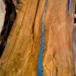 Epoxy River Table - Natural Edge Maple Slab - 3D Color - Furniture