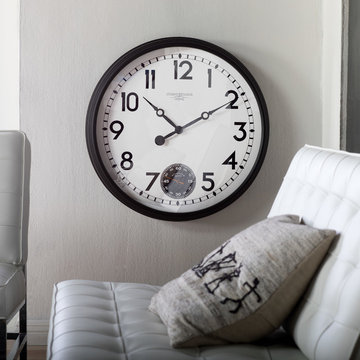 Terrace Large 32" Wall Clock with Subdial for Seconds in Black/ White Face #7301