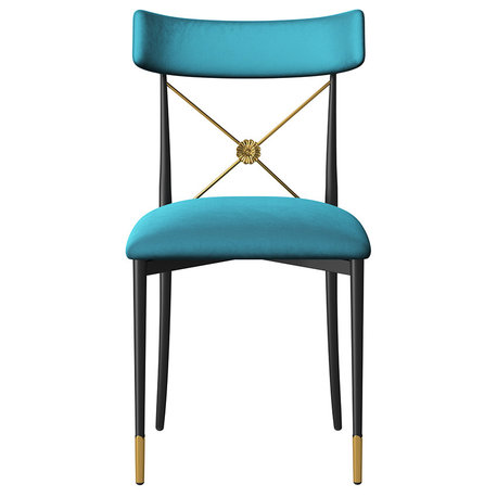 Empire Style Upholstered Cross Back Green Side Chair Dining Chair