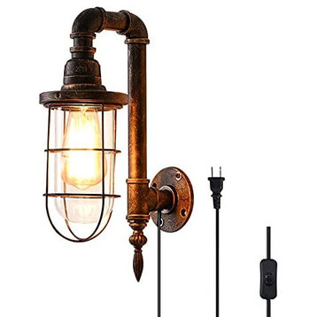 Industrial Plug, Wall Light Fixture Vintage Glass Wall Lamp