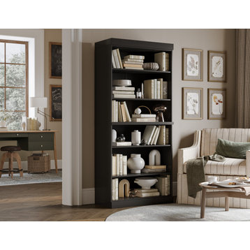 100% Solid Wood 32"Wx72"H Bookcase, Black