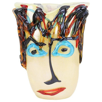 GlassOfVenice Murano Glass Picasso Head Vase - Tall
