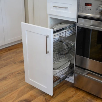 Cabinet Refacing Done in Maple With a Satin White Finish