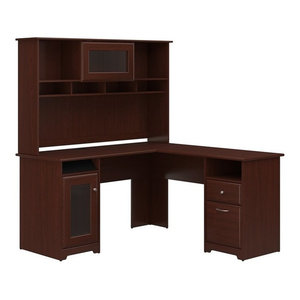Bush Furniture Cabot L Shaped Computer Desk In Espresso Oak