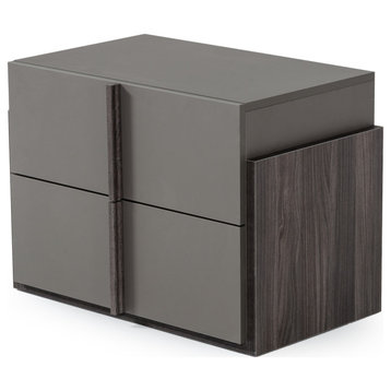 Nova Domus Lucia Italian Modern Elm and Matte Gray Nightstand