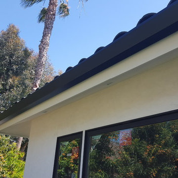 Huntington Beach California, White Fascia Wrap, Black 6 inch Angle Face Gutters