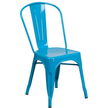 Crystal Blue Metal Indoor Outdoor Stackable Chair