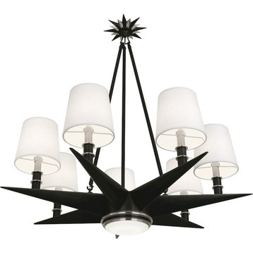 Robert Abbey Cosmos 8 Light Chandelier, Bronze/Silver and Frosted Glass, S1018