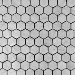 Carrara Marble Italian White Bianco Carrera 1" Hexagon Mosaic Tile Polished - Home Accessories & Decor