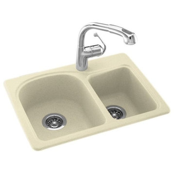 Swan 18x25x7 Solid Surface Kitchen Sink, 1-Hole, Bone