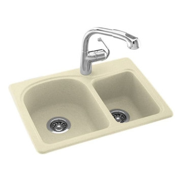 Swan 18x25x7 Solid Surface Kitchen Sink, 1-Hole, Bone