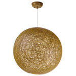 Maxim Lighting - Bali 1-Light Chandelier, Natural, 19" - Spherical dual shades constructed of woven string in two tone finish combinations, Natural with White inner and Chocolate with White inner.  Shades are treated for weather resistance and are U.L. approved for damp location which make them perfect for outdoor living spaces.