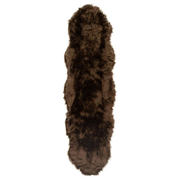 Plush and Soft Faux Sheepskin Fur Shag Area Rug, Dark Brown, 2'x6'Shaped