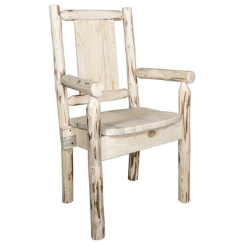 Montana Woodworks Wood Captain's Chair with Engraved Moose in Natural