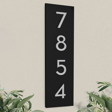 Large Simply Sweet Address Plaque + House Numbers, Black, Silver Font