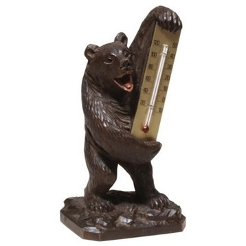 Sculpture Thermometer MOUNTAIN Lodge Standing Bear Resin Hand-Painted