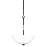 Quoizel - Quoizel CRD2816BN Three Light Pendant Conrad Brushed Nickel - The transitional style of the Conrad collection is both sleek and modern. A stately silhouette finished in matte black and accented with brushed nickel creates the perfect amount of sophistication, and the etched glass shades add a pleasant glow to any room.