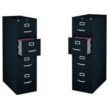 Scranton & Co 22-in Deep Metal 4 Drawer Vertical File Cabinet Black (Set of 2)