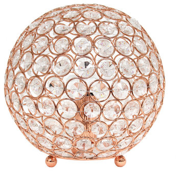 Elegant Designs Elipse 8" Crystal Ball Sequin Table Lamp, Rose Gold