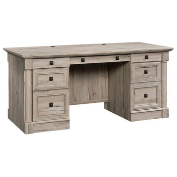 Classic Rustic Desk, Ample Storage Space & Worktop With Grommets, Split Oak