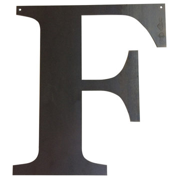 Rustic Large Letter "F", Painted Black, 18"