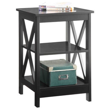 Convenience Concepts Oxford Square End Table in Black Wood Finish