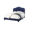 Contemporary Velvet Upholstered Panel Bed, Navy Blue, Queen