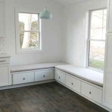 Sunbrella breakfast nook cushions in new kitchen
