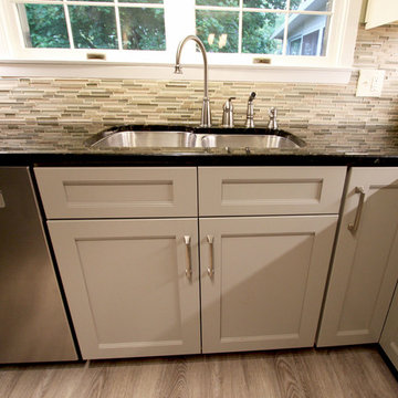 Refaced 2-tone kitchen, Base Cabinets - Harbor Mist; Wall Cabinets - Divinity