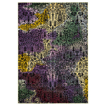 Safavieh Watercolor Collection WTC673 Rug, Light Yellow/Green, 6'7" X 9'