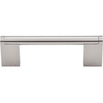 Top Knobs - Princetonian Bar Pull 3 3/4" (c-c) - Brushed Satin Nickel - Length - 4 9/16", Width - 3/8", Projection - 1 1/2", Center to Center - 3 3/4", Base Diameter - W 3/8" x L 7/8"