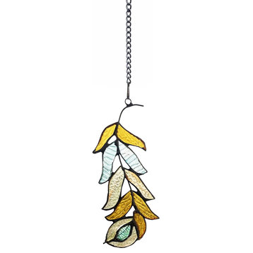 Chloe Lighting Feather Tiffany-Style Stained Glass Window Panel 7" Tall