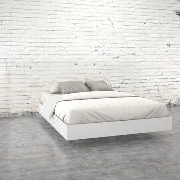 Queen Size Platform Bed-White Melamine