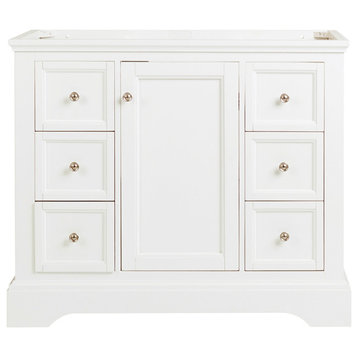 Windsor Matte White Traditional Bathroom Cabinet, 40"