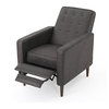 Mason Mid-Century Modern Button Tufted Fabric Recliner, Microfiber/Slate, Single Chair