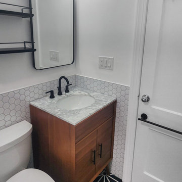 Mid-century Modern Black and White Bathroom Remodeling in Alexandria, VA