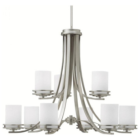 Kichler Hendrik Chandelier 9-Light, Brushed Nickel, Satin Etched Cased Opal