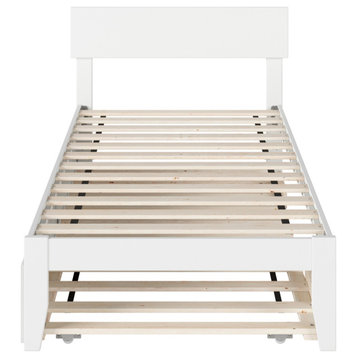 Boston Twin Bed With Twin Trundle, White