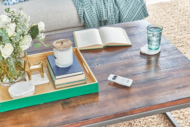 Beach style living room photo in Philadelphia