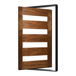 ETIAM-PIVOT: PIVOT WOOD DOOR PRE-HUNG WITH PIVOT HINGE, METAL FRAME & SILL - W/ 4 HORIZONTAL LITES - EXTERIOR GRADE (1-3/4") - Interior Doors